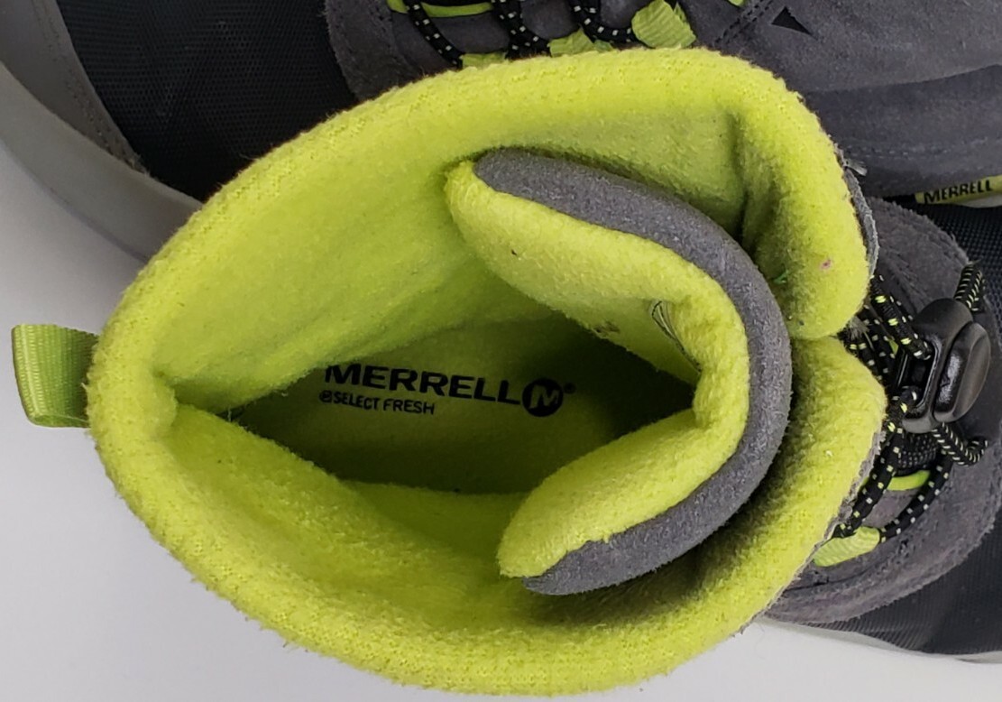 Merrell 200 Gm Insulated M-Dry Snow Bank Boots Kids Size 4 Grey Lime J95971 EUC