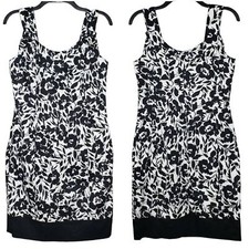 CHAPS by Ralph Lauren black & white floral sheath sundress midi dress size 6