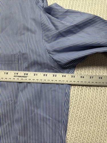 Lot (2) Kirkland Signature Non-Iron Dress Shirt Men’s 16.5-33 blue Striped/Solid - Picture 7 of 12