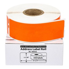 DYMO LW 30252 ORANGE Address Labels for LabelWriter - 1 Roll of 350 - FAST SHIP