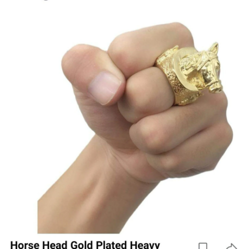 Gold Plated Horse Head Ring Heavy 18k Polished Cowboy Stainless Steel Solid - Picture 1 of 10