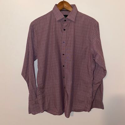 Blackberrys fine giza cotton dress button up size L maroon 