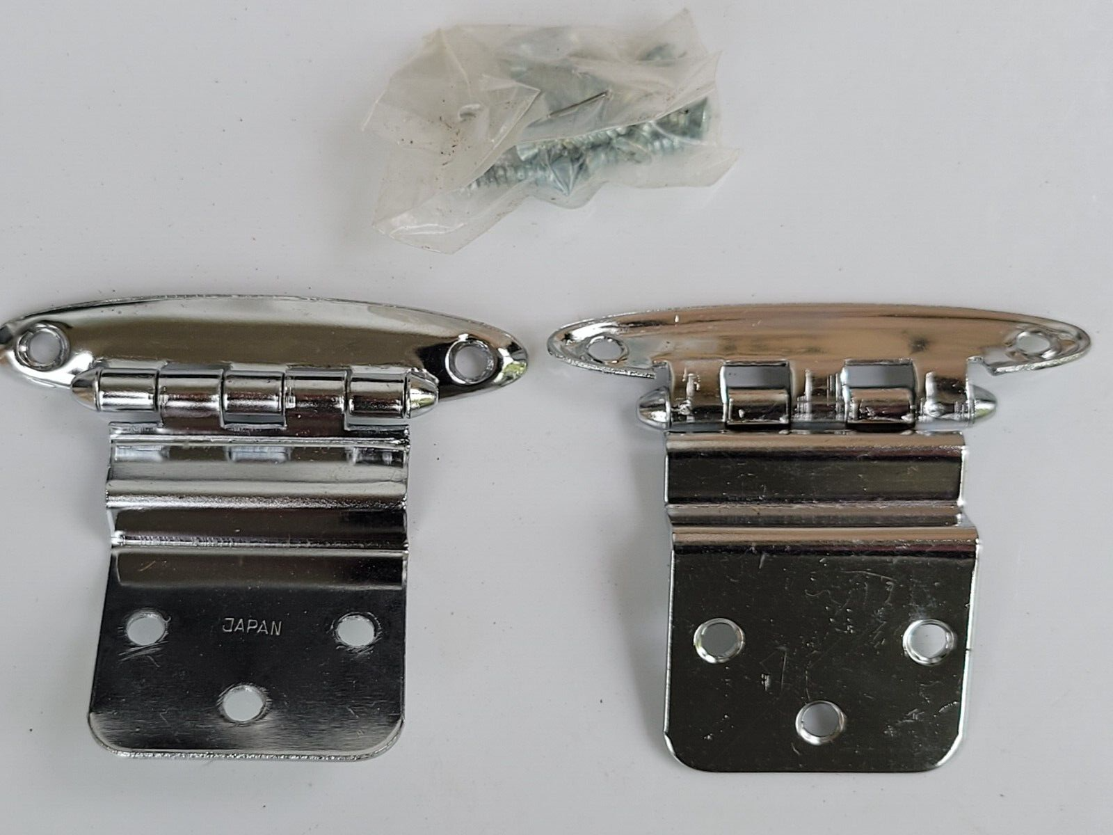 Vintage NOS Fine Hardware Pair Polished Chrome Hinges Made