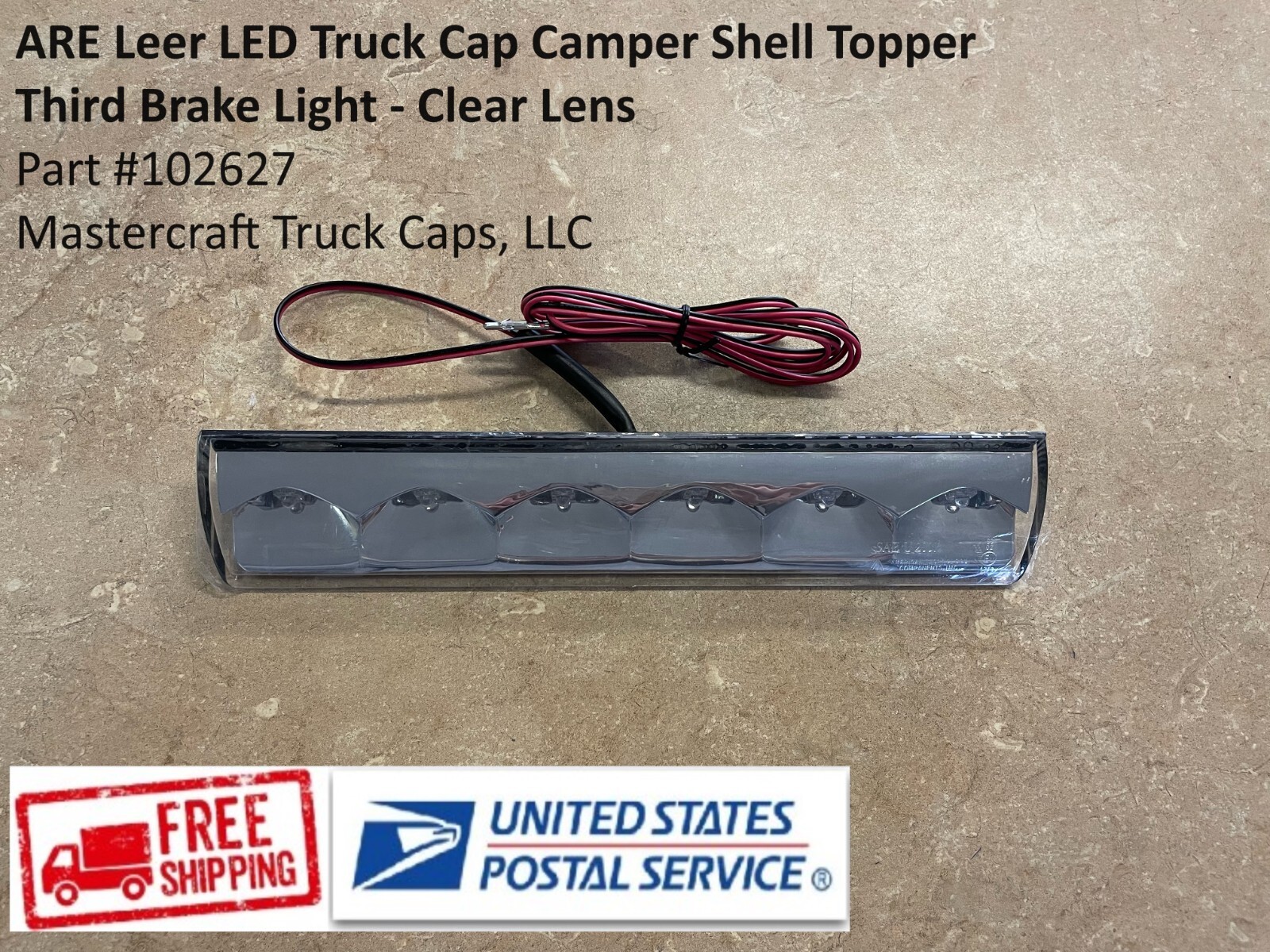 ARE LEER LED Clear Lens 102627 Third Brake Light Truck Cap Camper Shell ...