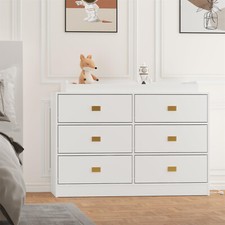 Dresser for Bedroom with 6 Drawers Baby Dresser with Changing Table Top Modern