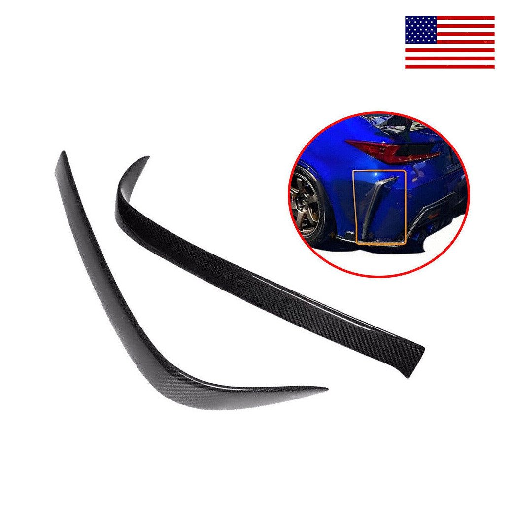 Pair Carbon Fiber Rear Bumper Side Trim Garnish Canards 15-18 for Lexus Rc F