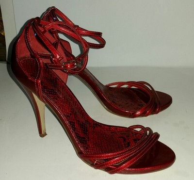 red patent strappy heels