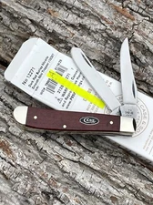 CASE XX *a 2025 SMOOTH DARK RED BURLAP MICARTA MINI TRAPPER KNIFE KNIVES