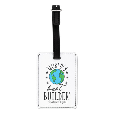 Gift Base Kult Kofferanhänger aus Kunstleder ''World's Best Builder''