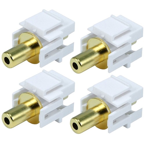 10 Pack - 3.5mm 1/8" Gold Stereo Female Jack Aux Coupler Keystone Snap-In White - Foto 11