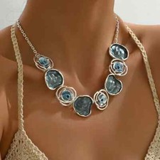 Elegant Rose Flower Pendant Necklace Adjustable Alloy Oil Drop Design Parties