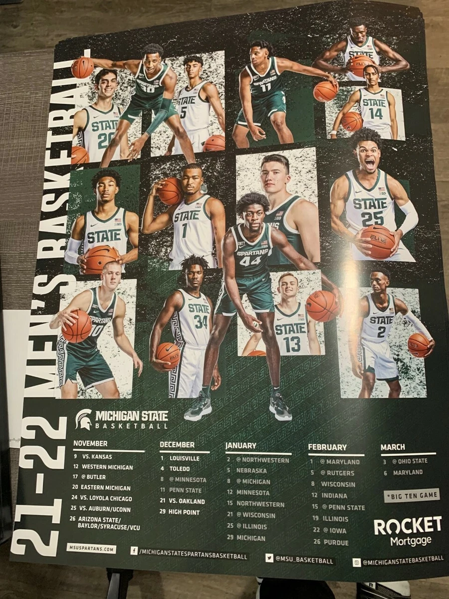 2021 2022 Michigan State Spartans mens basketball schedule poster