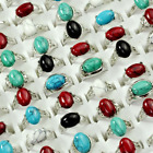 New Wholesale Lots 30pcs Mixed Oval Turquoise Alloy Women Rings