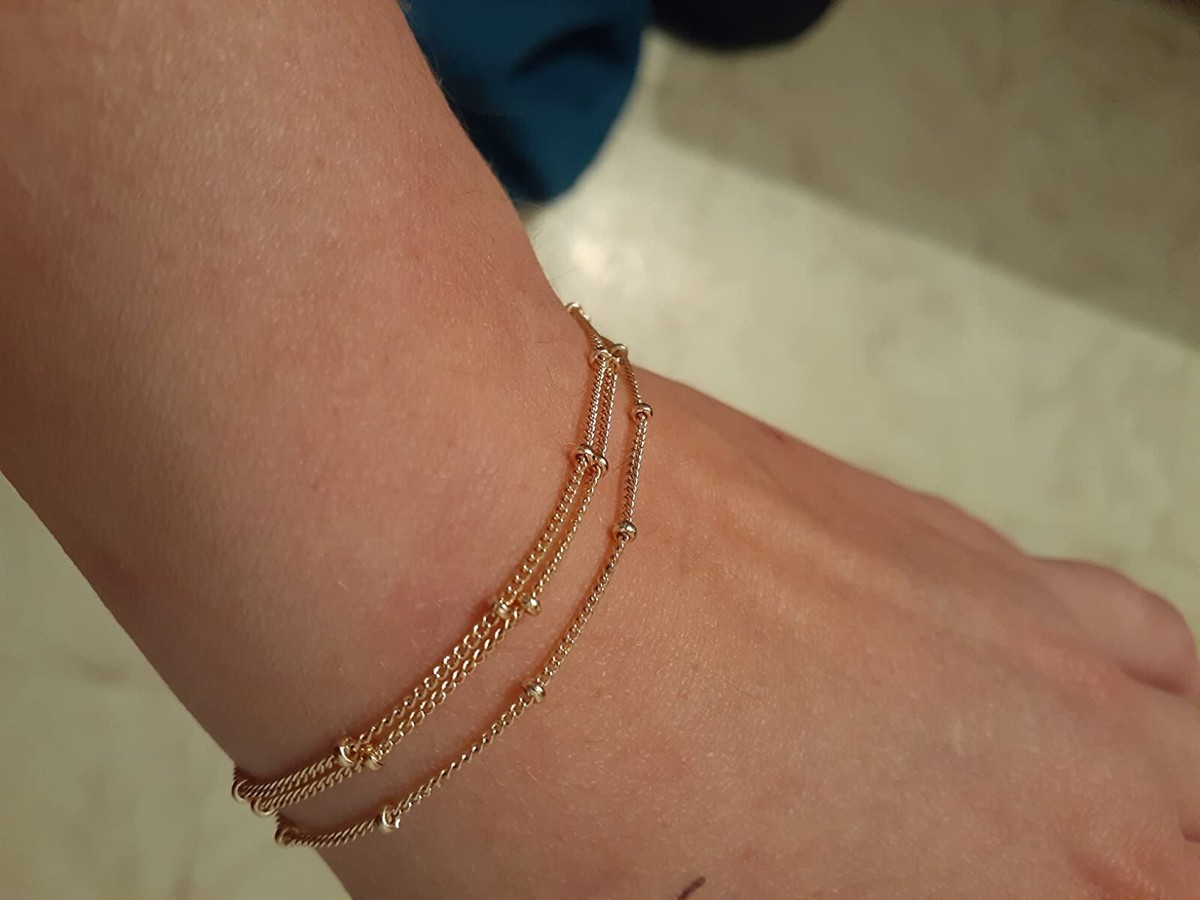 MEVECCO Bracelet for Women 14K Gold Plated Dainty Chain Simple