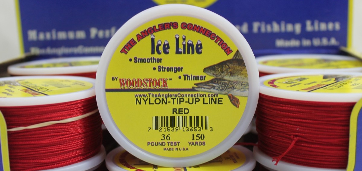 WOODSTOCK ICE FISHING TIP-UP LINE 36# TEST 150YD SPOOL DARK RED BRAIDED  NYLON