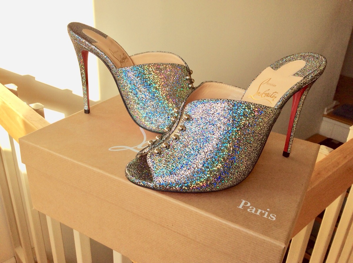 Christian Louboutin Women's Shoes Sandals Glitter Slides Heels Sz
