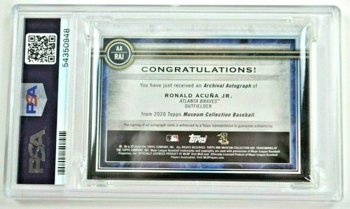 RONALD ACUNA JR 2020 Museum Collection Archival Auto Copper /50 MINT PSA 9 - Picture 4 of 4