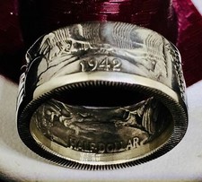Handcrafted Walking Liberty Silver Half Dollar Coin Ring sizes 6-14 