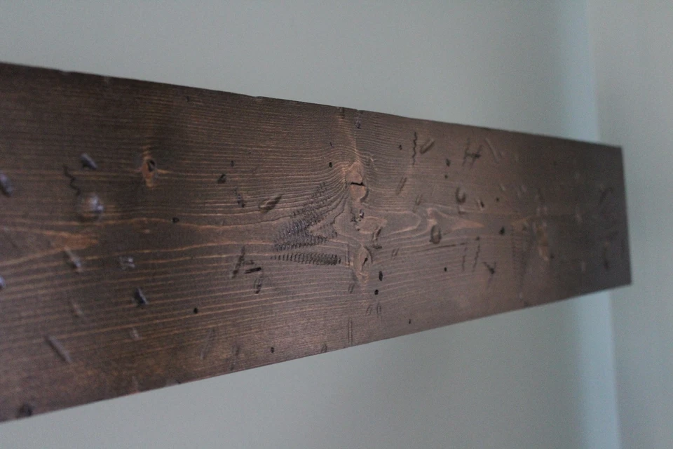 6 1/4英寸深可选长度和着色人造巴恩伍德壁炉壁炉架乡村光束 — 第 3/4 张图片