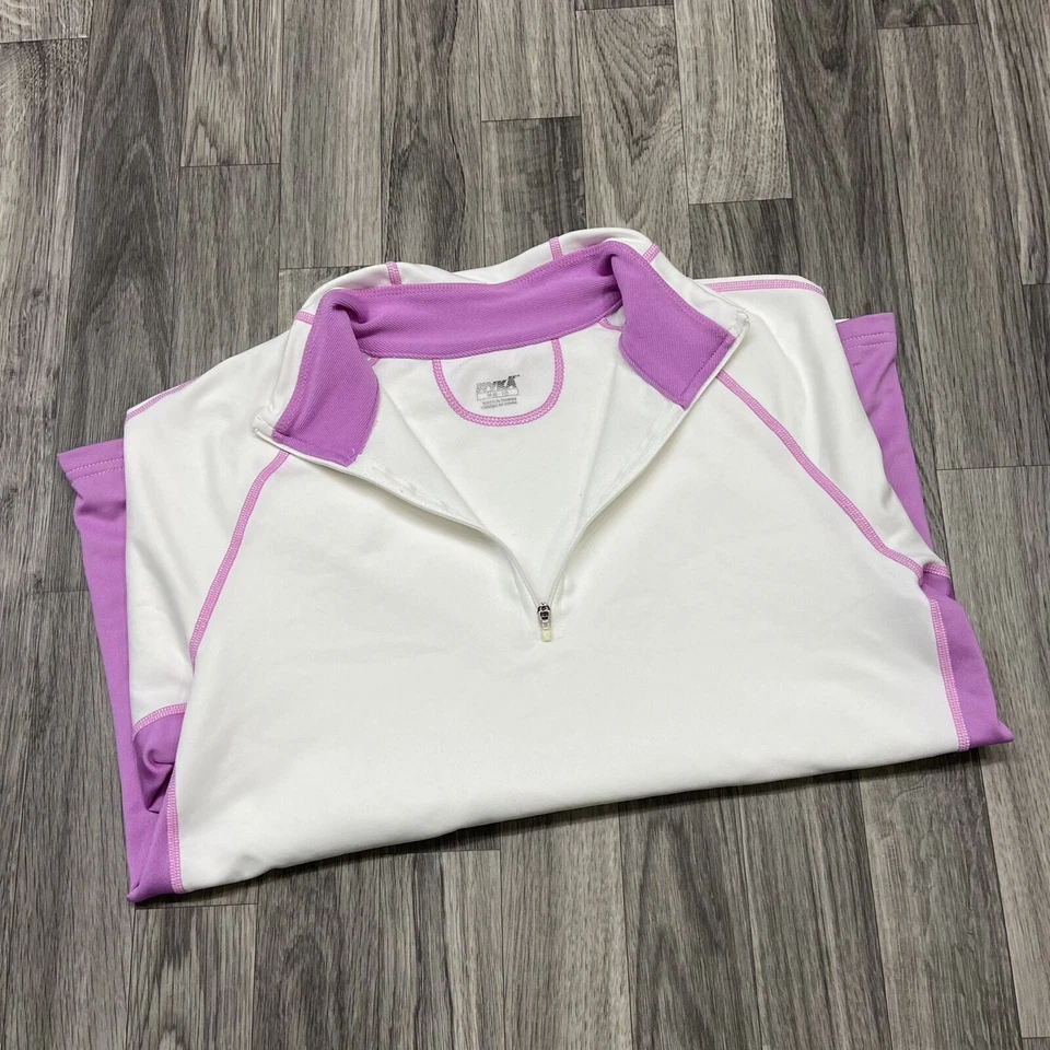 Camisa pulóver RYKA media cremallera blanca/púrpura para correr para mujer talla mediana Foto 4 de 4