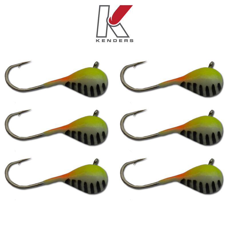 Tungsten Jig (6 Pack) 5mm #8 Hook Chartreuse Pearl Stripe GLOW