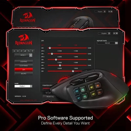 Redragon M811 Aatrox MMO Gaming Mouse 15 Programmable Buttons Wired RGB Gamer - Picture 3 of 12