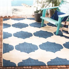 Safavieh Indoor / Outdoor Beige / Navy Area Rugs - CY6162-258