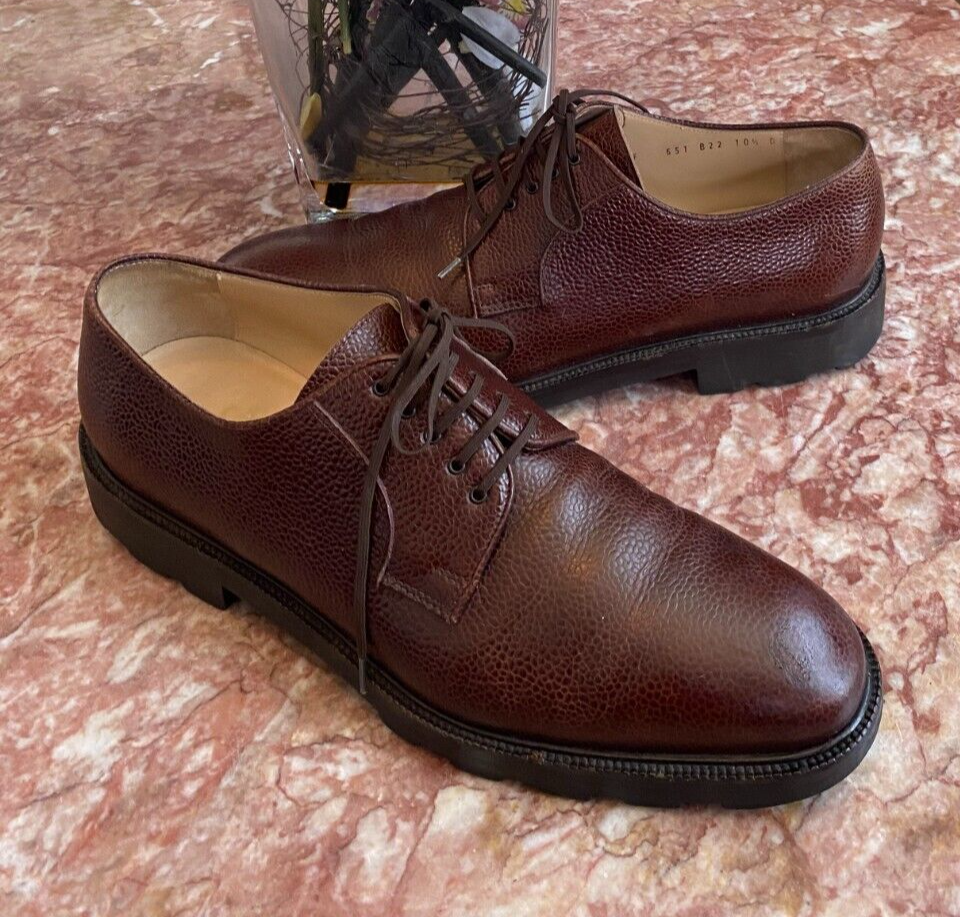 Salvatore Ferragamo Men's Melody Madera Brown Pebble Calf Shoes