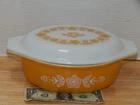 Butterfly Gold Pyrex Large 1 1/2 QT Casserole Dish (Bowl) with Lid Vintage #043