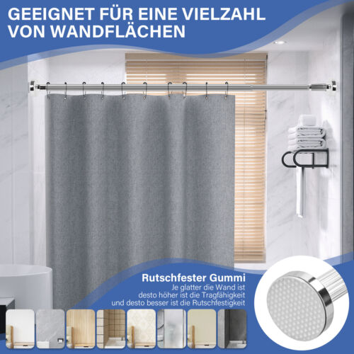 50-250cm Teleskopstange Gardinenstange Ohne Bohren Duschvorhangstange Ø25mm DE - Bild 4 von 15