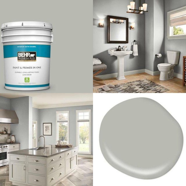 5 Gal Ppu18 11 Classic Silver Satin Enamel Low Odor Interior Paint And Primer