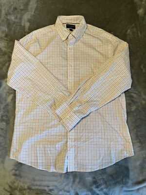 Charles Tyrwhitt Slim Fit Shirt Large White Blue Peach Check