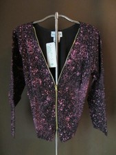 Vintage 80s Paint splatter top zip front medium NOS