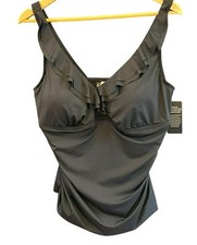 Lauren Ralph Lauren Slimming Fit Black Swimsuit Tank Underwire Support 18W NWT