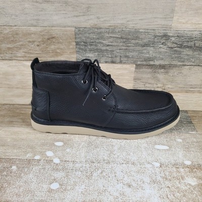 Toms Mens Chukka Boots Sz 12 Casual Black Leather Waterproof Lace Up Ankle Boots