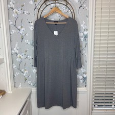 Abito J. Jill Wearever grigio erica scollo a V plissettato maglia manica 3/4 grande nuovo con etichette