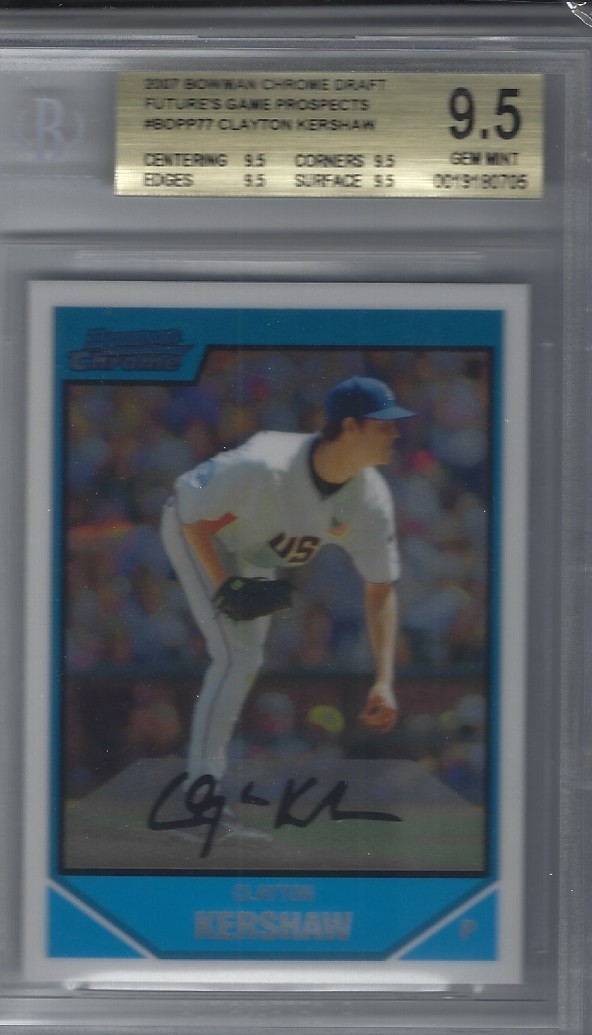 2007 BOWMAN CHROME DRAFT PICKS & PROSPECT #BDPP77 CLAYTON KERSHAW RC BGS 9.5