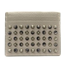Christian Louboutin Kios Authentic         Studs Spike Card Wallet Leather Gray