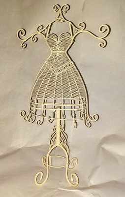 Cream colored  Metal Wire Dress Form Mannequin Jewelry Stand   12''