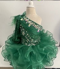 Girls Kelly Green Cupcake Glitz Pageant Princess Birthday Dress.