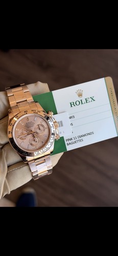 Rolex Cosmograph Daytona Rose Gold Pink Dial Chronograph 40mm Auto Box Papers