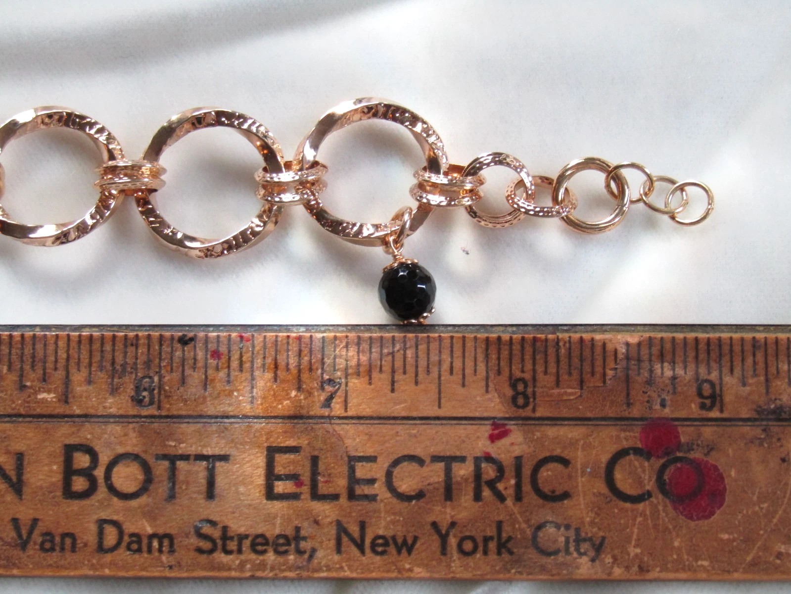 BELLEZZA LIRA COIN BRONZE CHAIN LINK BRACELET WITH FACETED BEAD CHARM 9" image 11
