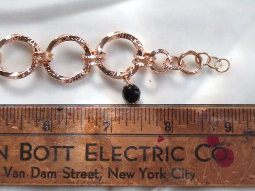 BELLEZZA LIRA COIN BRONZE CHAIN LINK BRACELET WITH FACETED BEAD CHARM 9" image 11