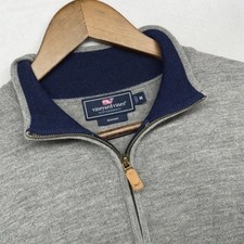Vineyard Vines Mens Sz M Performance Merino Wool Blend Quarter Zip Sweater Gray