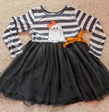 Girl's Boutique Halloween Ghost Long Sleeve Dress Size 7-8