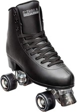Women's Black Quad Roller Skates Artistic Design Reinforced Toe Secure Fit Glide