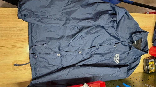 VANS Men’s Blue Nylon Windbreaker Snap Front Logo Embroidered Lightweight M - product listing photo