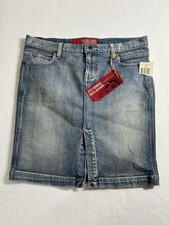 Guess Jeans Denim Womens Mini Straight Skirt Size 29 Blue Front Split NEW 278
