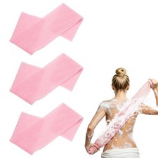 3 Pcs Back Scrubber, 31 Inch Nylon Bath Sponge Extended, Pink