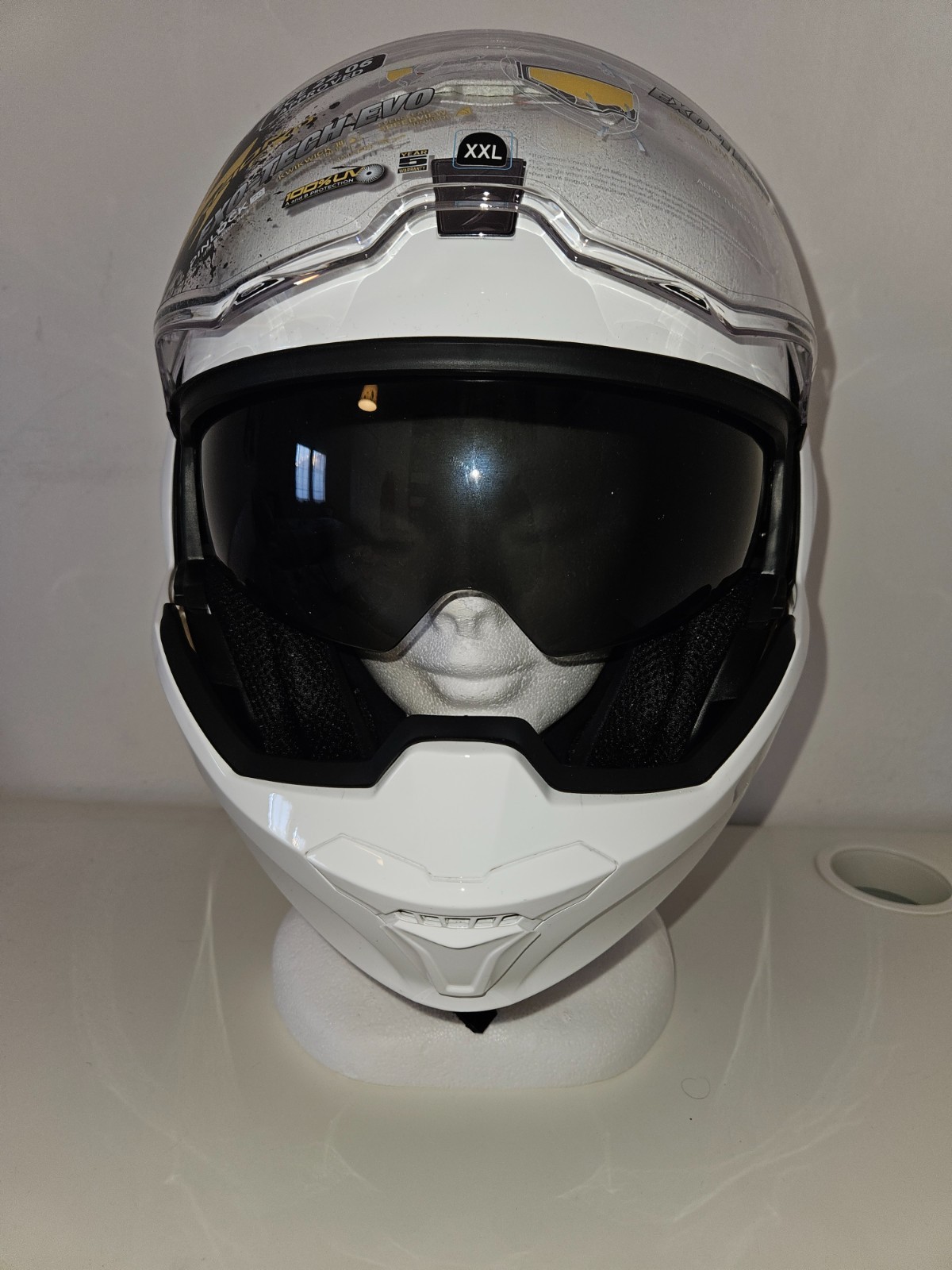 CASCO SCORPION-EXO EVO-TECH SOLID, MODULARE BIANCO, ULTIME TAGLIE DISPONIBILI foto 3